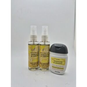Bath & Body Works SUNSHINE & LEMONS Hand Spray & Sanitizer Set • 3pc • New